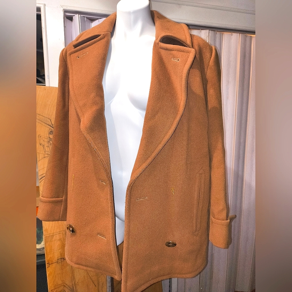 Calvin Klein Vintage Unisex Luxury Wool Camel Coat, Lg - 20 Years